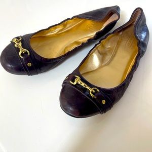 Coach dark brown leather flats. 8M